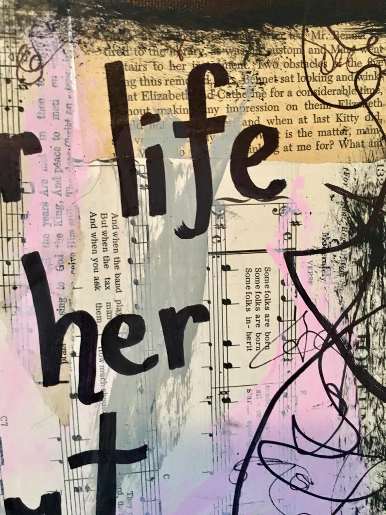 ARTIST Her life is her art canvas feminist girl power women empowerment gift arts feminism wall art hand painted music book handmade image 4