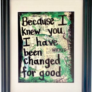 Arte musical malvado Broadway For Good pintura lienzo música teatro teatro niño regalo arte de pared decoración del hogar músico cantante cartel arte de graduación