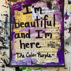 The Color Purple musical hand painted canvas music Broadway Cynthia Erivo Oprah movie theater theatre kid gift wall art singer presentsign