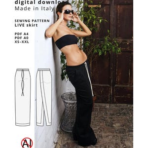 Live Skirt sewing pattern Pdf, avant garde maxi skirt, Rick Owens inspired, long skirt pattern, digital download xs - xxl