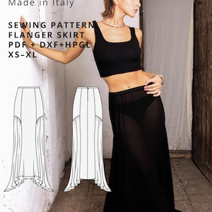 Asymmetric Skirt sewing Pattern pdf + dxf / flanger skirt pattern /midi skirt sewing pattern/digital pattern xs-xl
