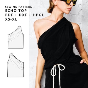 Asymmetrical Top Sewing pattern pdf + dxf | one shoulder draped top | designer sewing pattern xs-xl