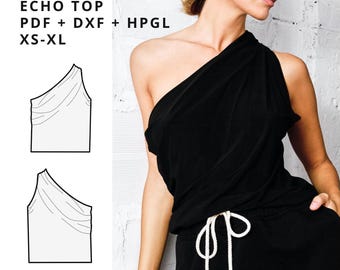 Asymmetrical Top Sewing pattern pdf + dxf | one shoulder draped top | designer sewing pattern xs-xl