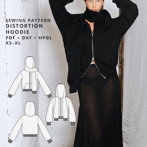 Oversized Distortion Hoodie sewing pattern / streetwear sweatshirt pdf + dxf/unisex hoodie pattern xs-xl