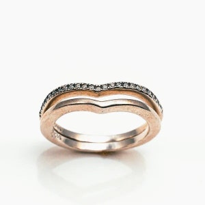 Stackable Sterling Silver Eternity Ring Set Pave Set CZ Stones Cheveron Wedding Band Ring Gift for Her Engagement Set Ring