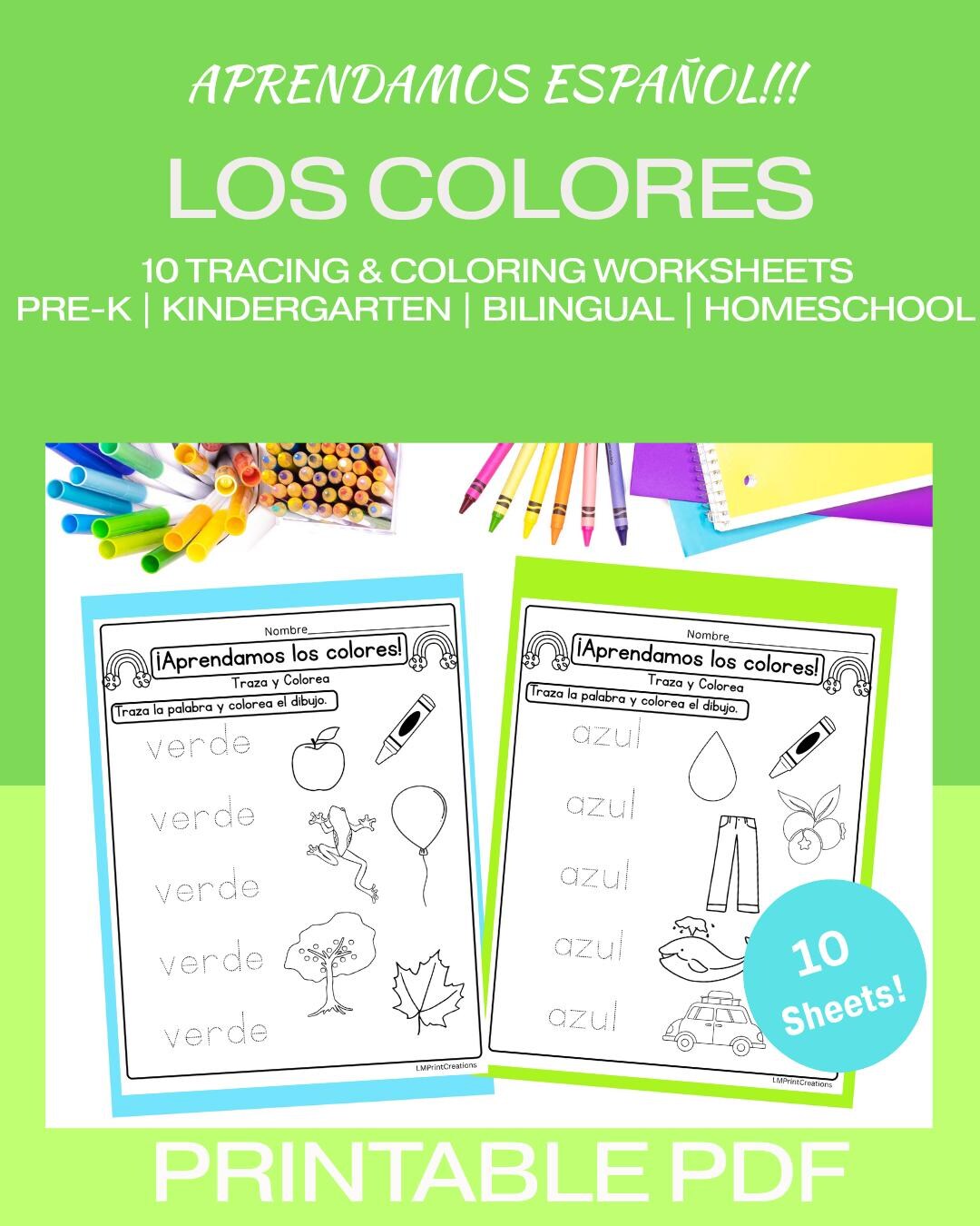 Los Colores En Español | Spanish Color Worksheets | Kindergarten ...