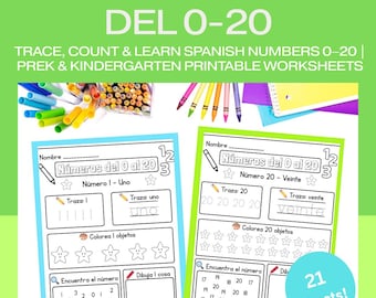 Spanish Numbers 0-20 Worksheet | Tracing and Counting (PDF)