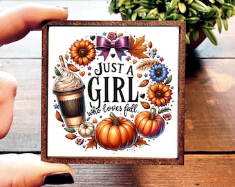 Mini Wood Sign | Framed Miniature Quote | Farmhouse Style | Magnet | Ornament | Tiered Tray | Shelf Decor | Pumpkin Spice | Sunflower | Fall