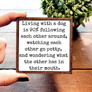 Mini Wood Sign | Framed Miniature Quote | Farmhouse Style | Magnet | Ornament | Tiered Tray | Shelf Decor | Dog Lover | Following | Funny