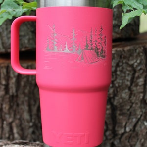 Personalized Engraved Yeti 20oz Travel Mug Camp Sketch