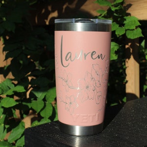 Personalized Engraved Yeti 20oz Tumbler Cherry Blossom 360