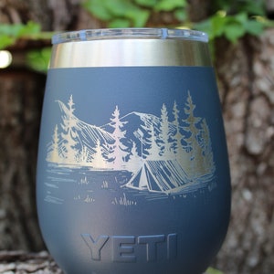 Personalized Engraved Yeti 10oz Wine Tumbler Camp Sketch