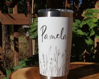 Personalized Engraved Yeti 20oz Tumbler Wildflower 360