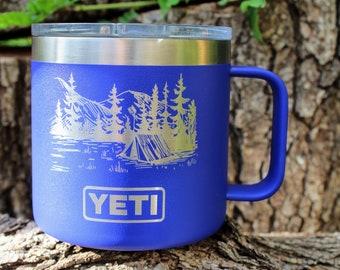 Personalized Engraved Yeti Tumbler 14oz Mug Camp Sketch 