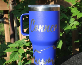 Personalized Engraved Yeti 30oz Travel Mug 360 Mountains
