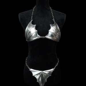 Bat Metal Armor Bikini Set | Handmade Bat Wing Metal Bra and Bottom | Medieval Fashion | Chain Armor | Fluted Bat Armor
