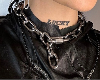 Thick Metal Chain Choker | Chunky Chain Link Necklace | Silver Statement Collar | Bold Minimalist Jewelry