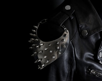 Shoulder Pauldrons Armor | Leather Jacket Armor | Silver Spiked Jacket Statement Piece