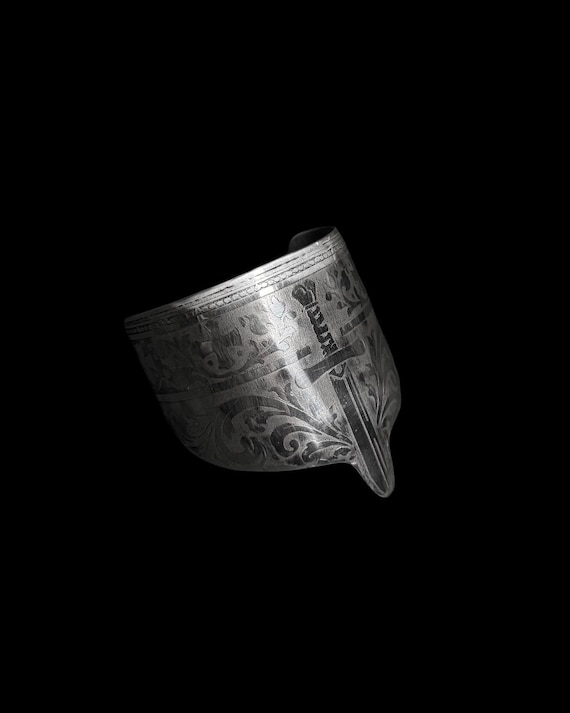 Relica Sword Cuff Medieval Metal Arm Cuff Etched Sword Cuff Handmade Wearable Armor Fantasy Arm Band