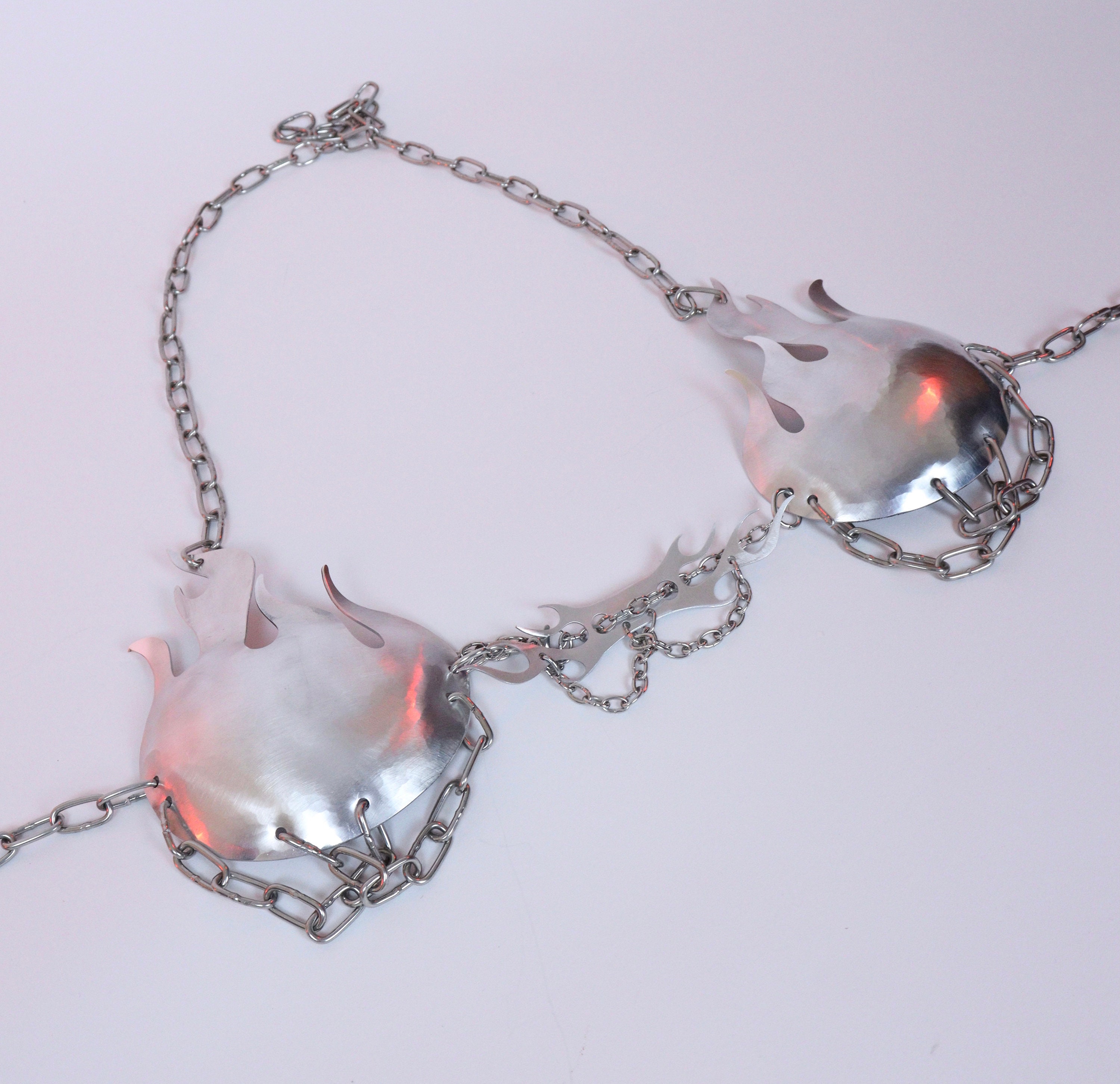 Metal Flame Bikini With Chains Etsy