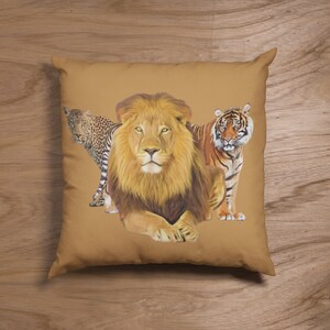Polyester Square Big Cats Pillow