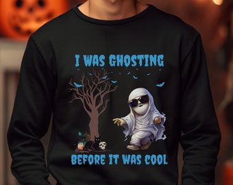 Cool ghost halloween sweat, ghost crewneck sweatshirt, cute ghost sweat, halloween sweatshirt, ghostly halloween sweater, ghost sweater