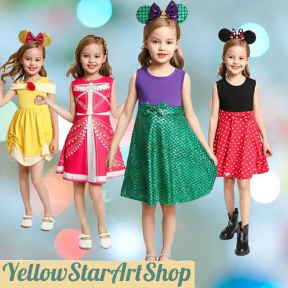 Disney Princess Inspired Dress Girls Dress Costume Cartoon - Etsy Disney Princess Inspired Dress Girls Dress Costume Cartoon - Etsy