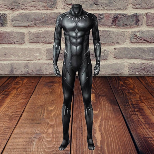 Black Panther Inspired Costume & Mask - Halloween Cosplay Jumpsuit - Adults Costume