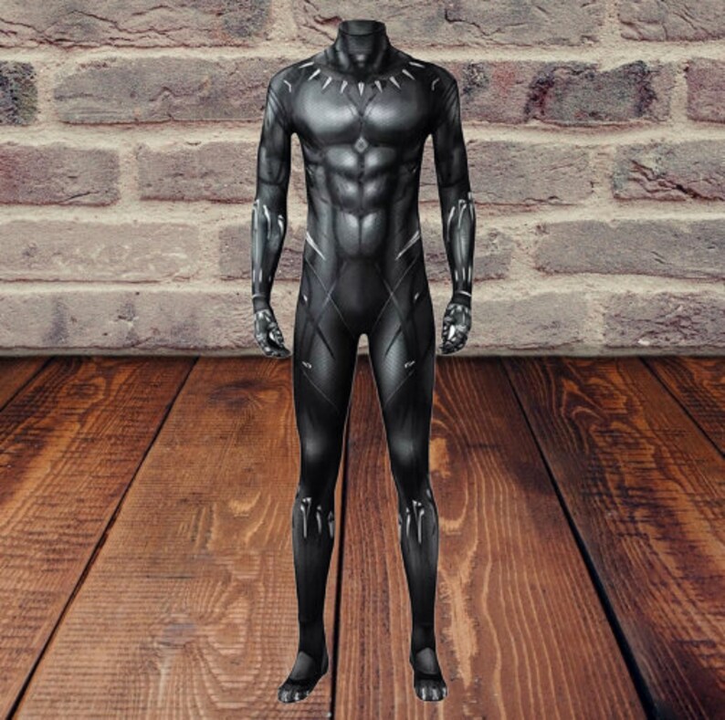 Black Panther Inspired Costume & Mask Halloween Cosplay Jumpsuit Adults