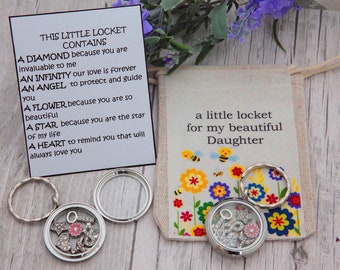 Gift for her  Happy birthday gift-  Floating Locket Keyring -Mum Mummy Nan, Nanny Daughter Sister Friend Niece Granddaughter Nan Auntie