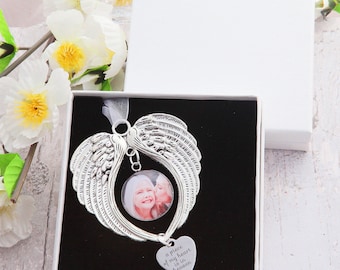 Personalised photo memorial bauble Gift, Photo Memorial Gift  - Angel Wings Memorial ornament