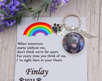 Personalized Dog photo Keyring ,Personalized pet memorial photo Gift keyring  | Pet Loss| Pet Memorial |  Sympathy Gift | Cat memorial