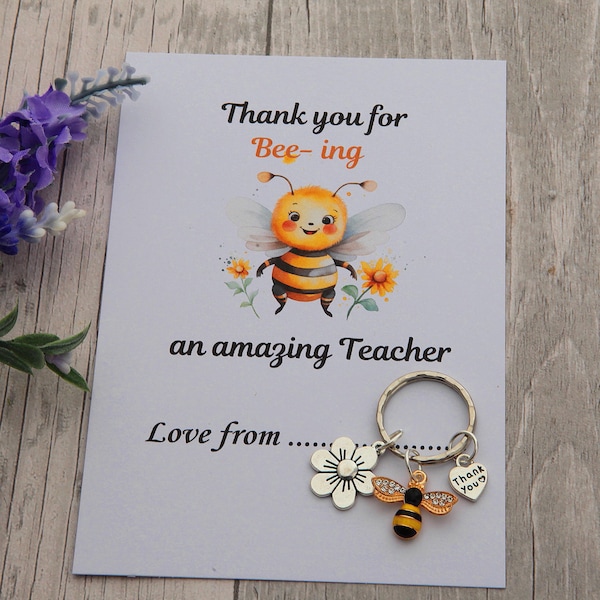 Thank you gift for Teacher -Teaching assistant,Nursery teacher Keyring- Bee Keyring
