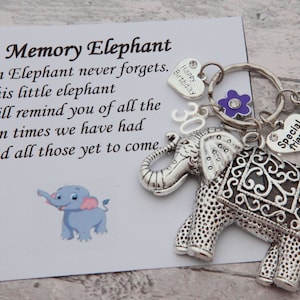 70th birthday keyring -   elephant happy birthday gift