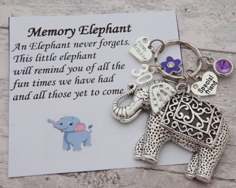 50th birthday keyring -   elephant happy birthday gift