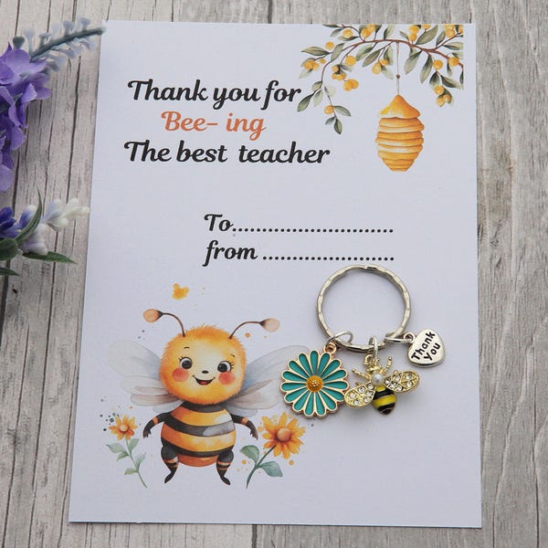Thank you gift for Teacher -Teaching assistant,Nursery teacher Keyring- Bee Keyring