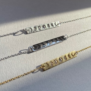 Moon phase horizontal necklace