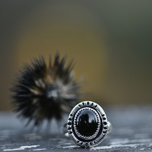 Chunky Oval Black Onyx Ring