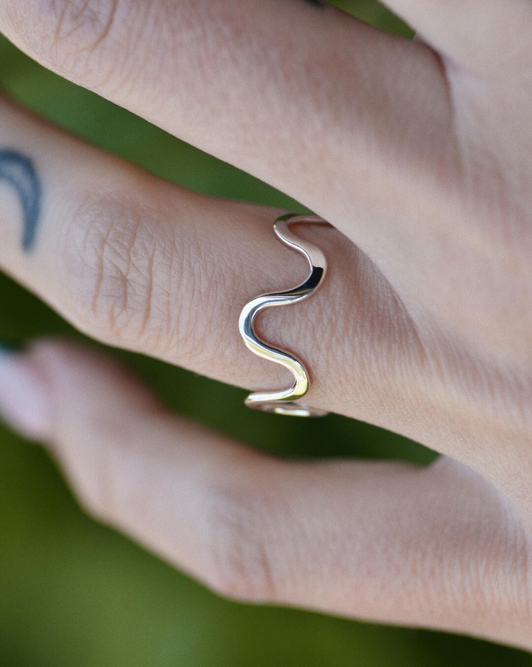 Sterling Silver Hammered Wavy Ring Size 7.25 - Etsy