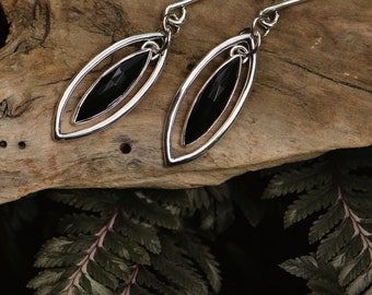 Rosecut Black Onyx and Silver Ear Weights