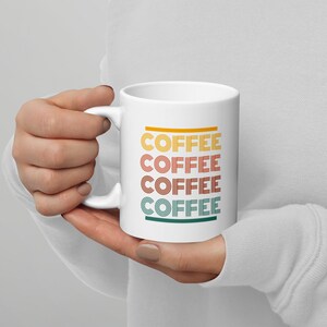 Retro Coffee White tasse brillante