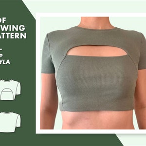 Crop top Cut Out Sewing Pattern PDF | Sizes: xxs - xxl | Halter Crop Top | Minimalist chic | Easy and instant Sewing pattern | Summer 2022