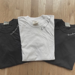 Bridesmaid t-shirts, simple modern bridesmaid tshirts, comfortable bridesmaid shirts, bride tshirt, bridal party shirts, bridesmaid gift