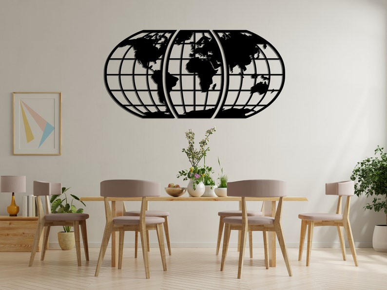 World Map Metal Wall Decor World Metal Wall Art Metal Wall Etsy