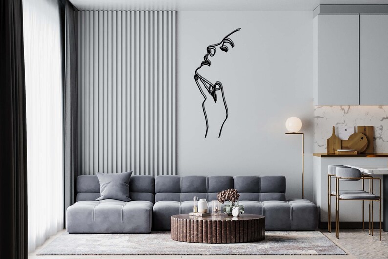 Woman Metal Wall Decor Woman Wall Art Line Artminimalist Etsy