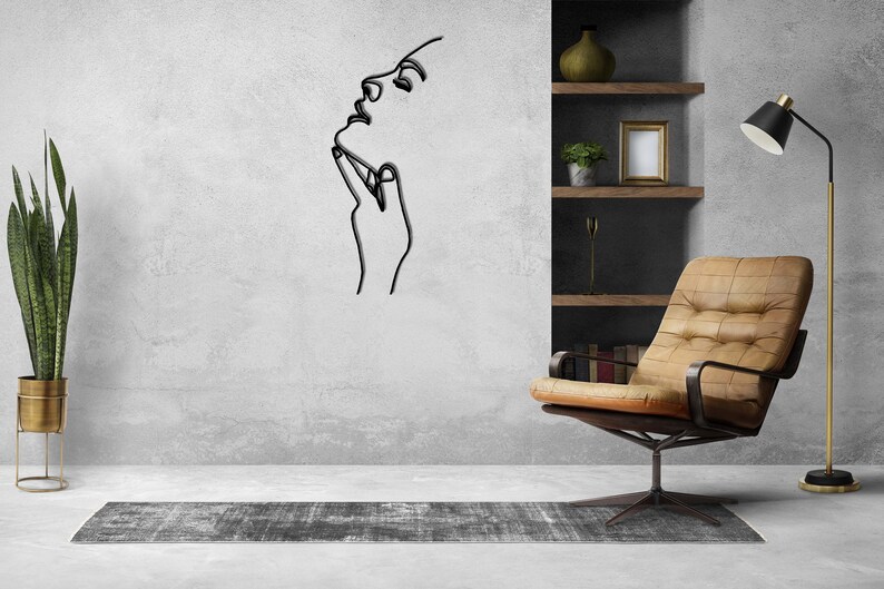 Woman Metal Wall Decor Woman Wall Art Line Artminimalist Etsy