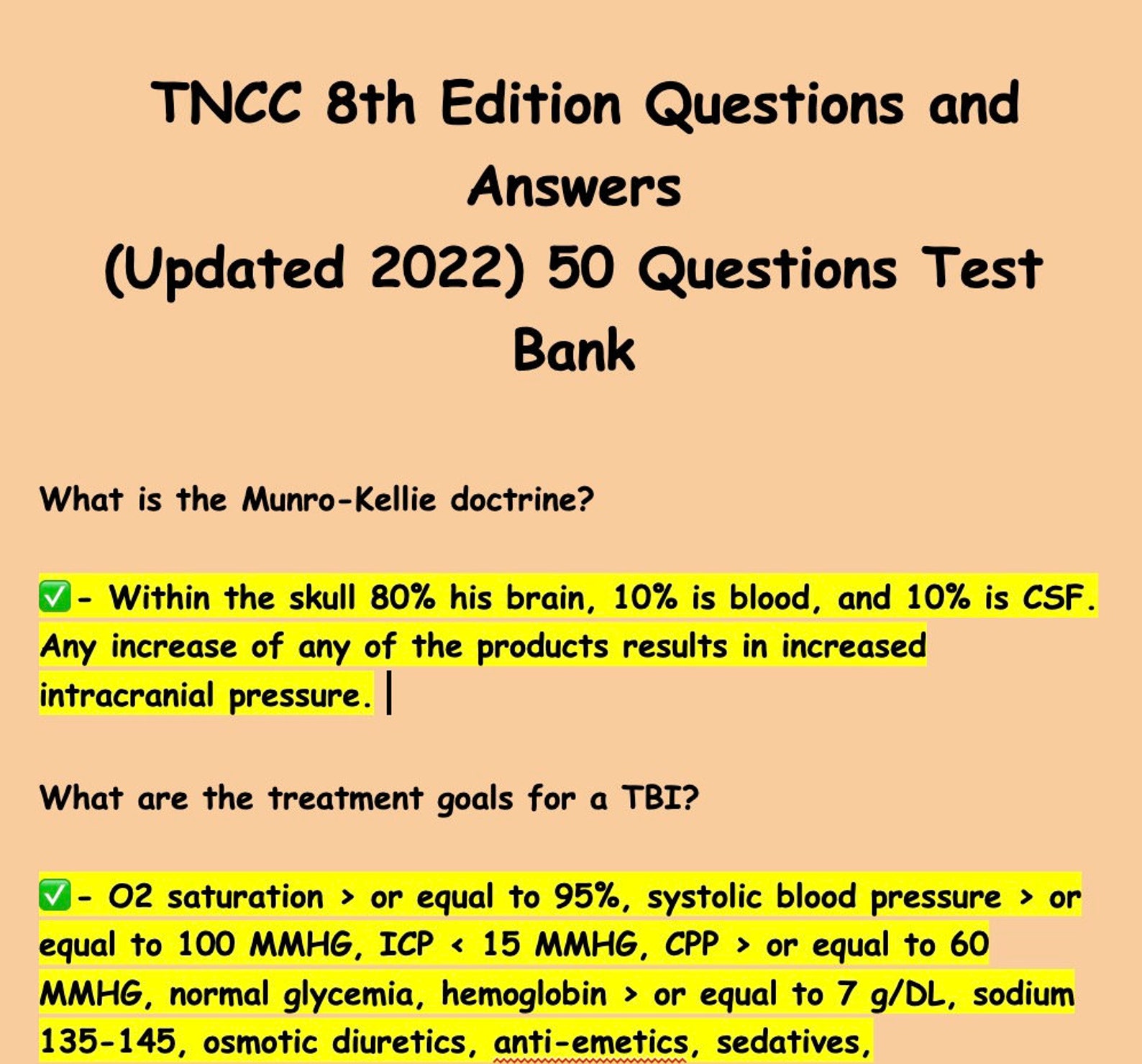 TNCC 8th Edition Questions and Answers updated 2022 50 Etsy