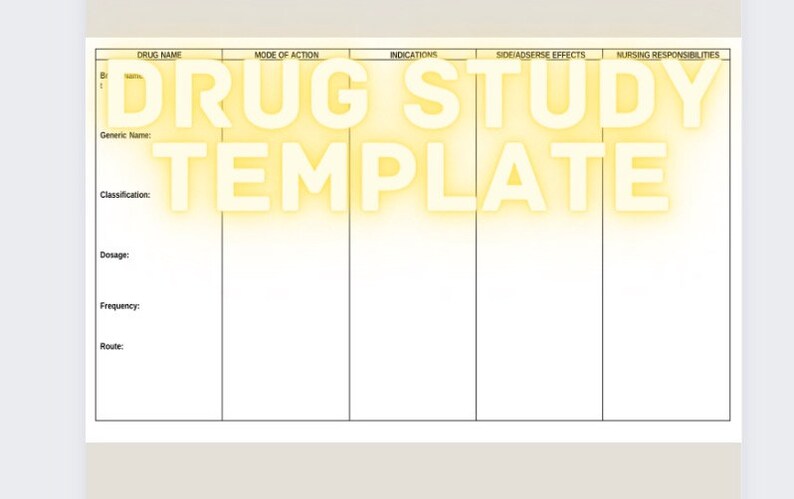 Drug Study Simple Template Card Medical Surgical Pharmacology - Etsy ...