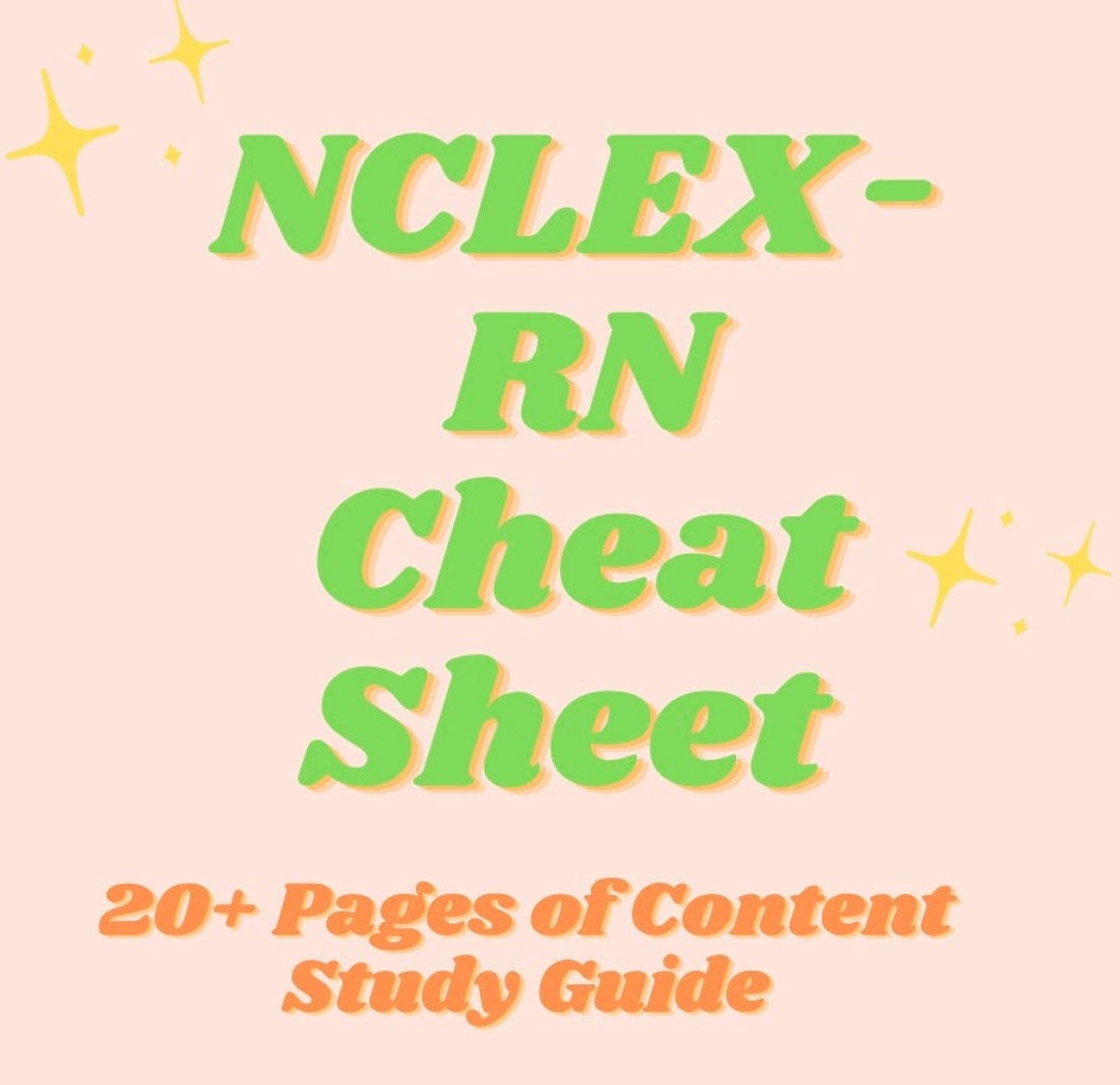 NCLEXRN Study Guide Cheat Sheet Etsy