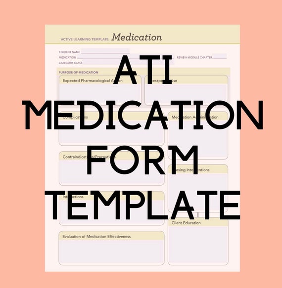 ATI Medication Form Easy Edit Printable Template Etsy Finland